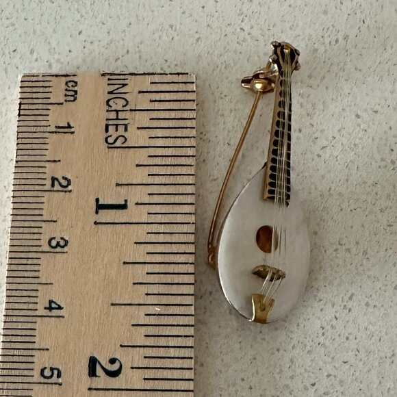 Miniature Mandolin Brooch Mother of Pearl - Picture 5 of 9